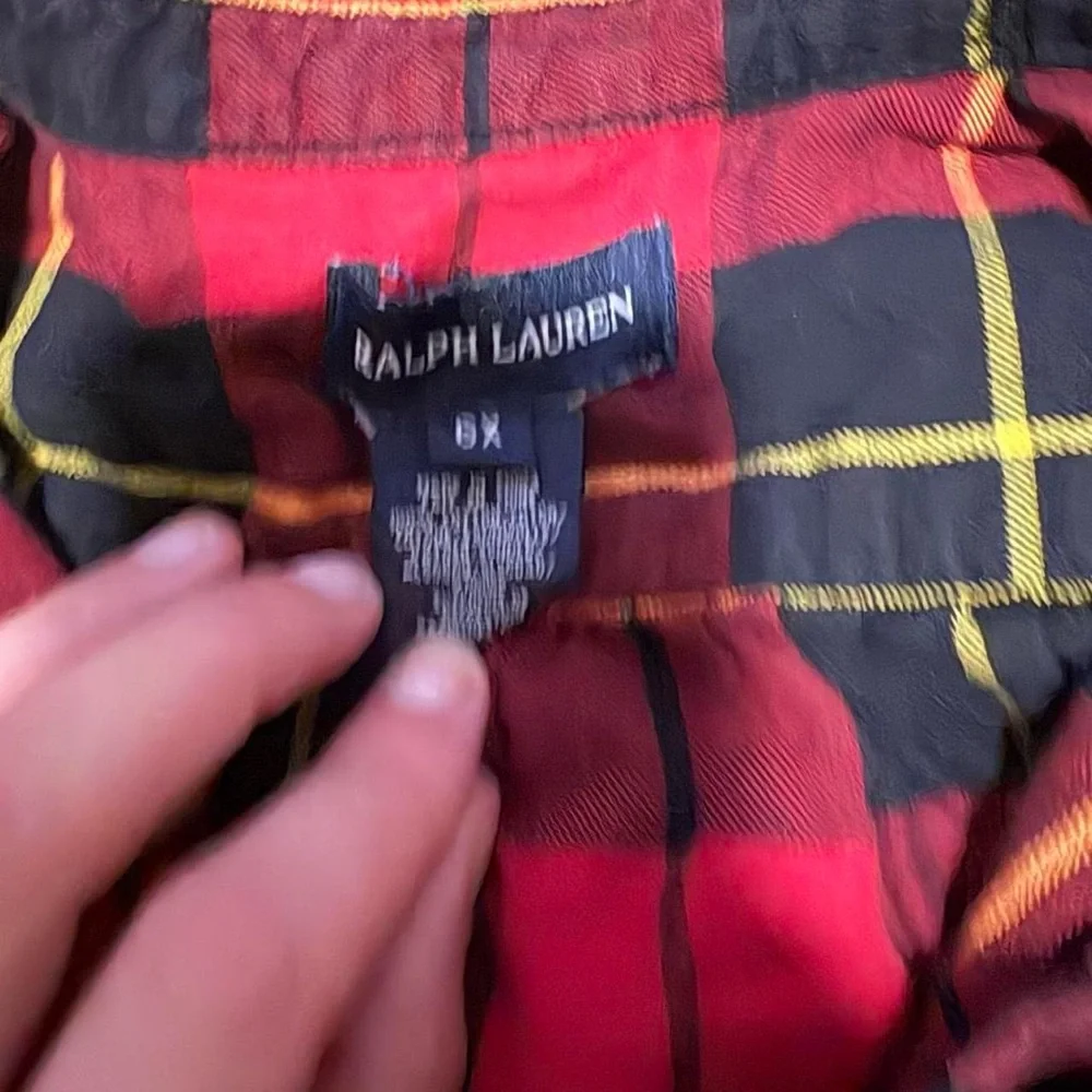Ralph Lauren Red and Black Plaid Button-Front Girls' Dress